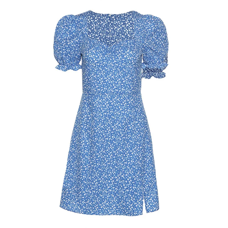 Summer French square neck waist split package buttocks Platycodon grandiflorum small fairy skirt Floral Dress
Summer French square neck waist split package buttocks Platycodon grandiflorum small fairy skirt Floral Dress