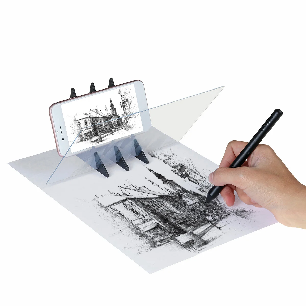 Tracking Projection Optical Drawing Board Sketch Mirror Facing Copy Table Reflection Light Image Board with Mobile Phone Bracket
Tracking Projection Optical Drawing Board Sketch Mirror Facing Copy Table Reflection Light Image Board with Mobile Phone Bracket