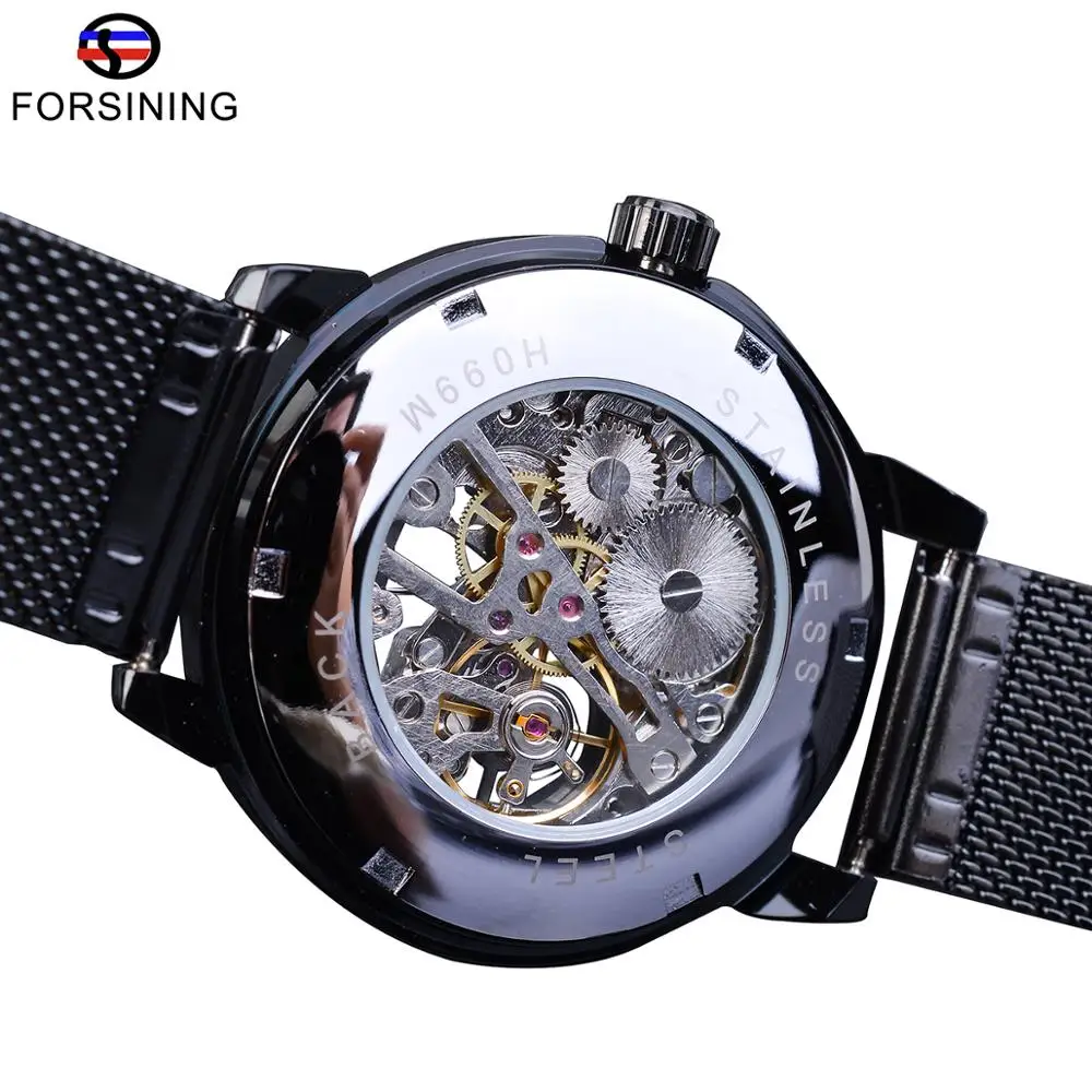 Forsining Ретро Модный дизайн скелетоны спортивные механические часы светящиеся