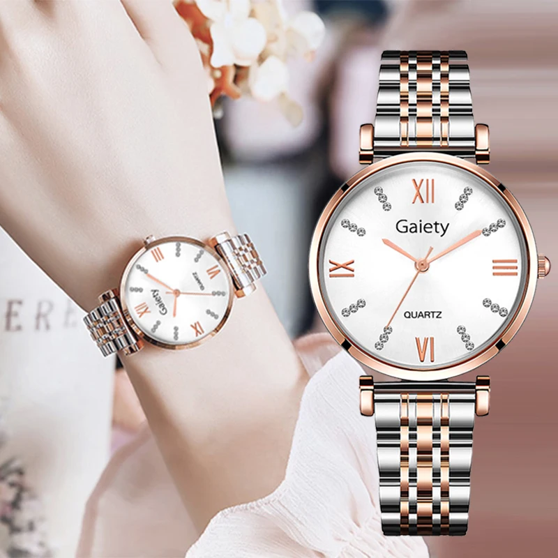 Luxury Women's Wristwatch Diamond Rose Gold Stainless Steel Bracelet Business Quartz Wrist Watches Reloj Mujer zegarek damski | Наручные