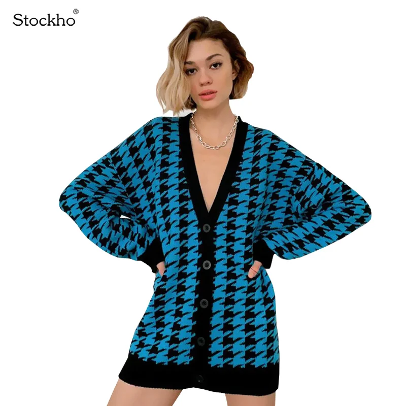 Woman Knitting Sweater Autumn Winter Fashion Houndstooth Sweater Jacket Knitted Pullover Single-Breasted Loose Cardigan Top
Woman Knitting Sweater Autumn Winter Fashion Houndstooth Sweater Jacket Knitted Pullover Single-Breasted Loose Cardigan Top