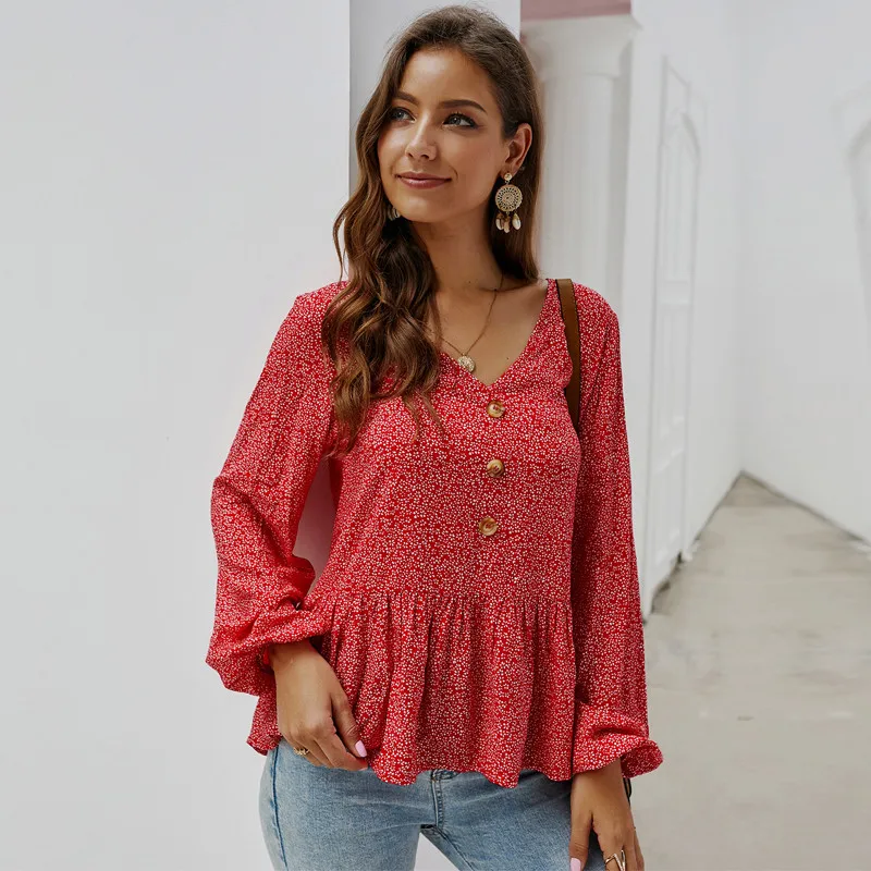 Spring Summer Elegant Floral Print Blouse Women Cotton Full Sleeve Casual Ruffles V Neck Shirt Top 2021 New
Spring Summer Elegant Floral Print Blouse Women Cotton Full Sleeve Casual Ruffles V Neck Shirt Top 2021 New