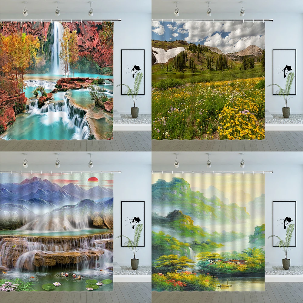 Ландшафтная занавеска для душа s, лесное растение, дерево, водопад, река, природный пейзаж, узор, декор для ванной комнаты, набор занавесок из ...
Ландшафтная занавеска для душа s, лесное растение, дерево, водопад, река, природный пейзаж, узор, декор для ванной комнаты, набор занавесок из ...