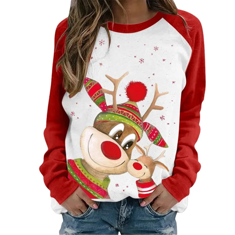 Christmas Theme Women Sweatshirt Ladies Round Collar Long Sleeve Creative Elk Printing Color Matching Raglan Pullover Hoodie
Christmas Theme Women Sweatshirt Ladies Round Collar Long Sleeve Creative Elk Printing Color Matching Raglan Pullover Hoodie