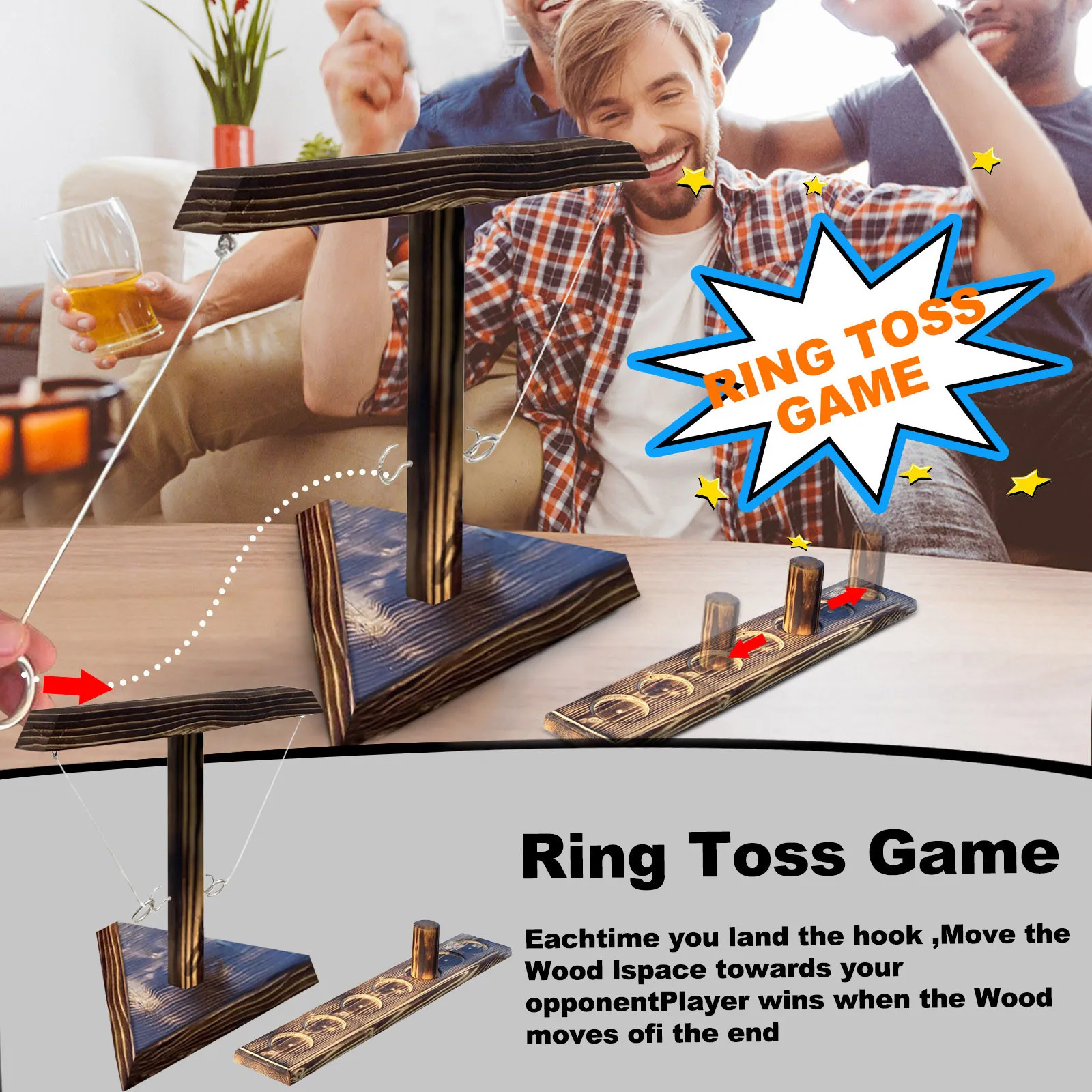 Handmade Wooden Ring Toss Hooks Fast-paced Interactive Game For Bars Home decoracin de habitacin
Handmade Wooden Ring Toss Hooks Fast-paced Interactive Game For Bars Home decoracin de habitacin