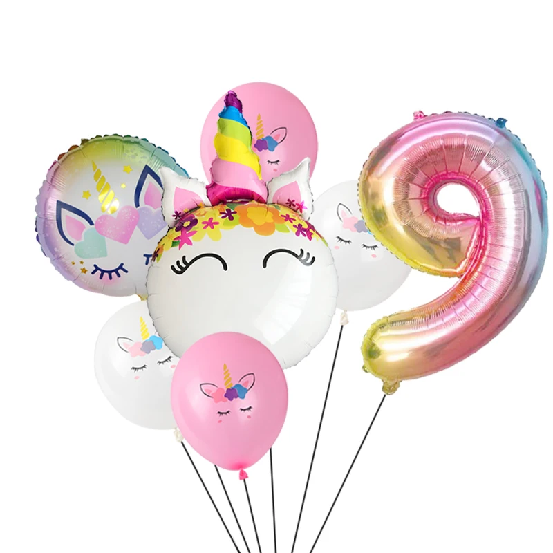 7pcs/lot Unicorn Balloon Rainbow Gradient 32 inch Number 1 2 3 4 5 Kids Birthday Party Baby Shower Decor Globos Helium Balloons
7pcs/lot Unicorn Balloon Rainbow Gradient 32 inch Number 1 2 3 4 5 Kids Birthday Party Baby Shower Decor Globos Helium Balloons