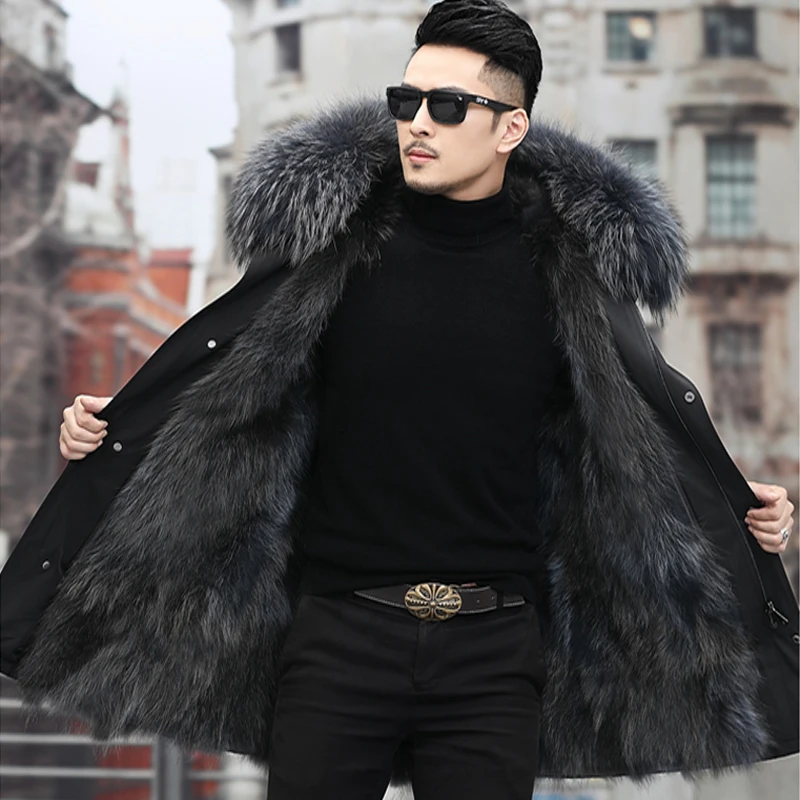 Men Parka Winter Jacket Long Raccoon Fur Coat Waterproof Man Parkas Natural Fox Fur Collar Hooded Outerwear Streetwear 
Men Parka Winter Jacket Long Raccoon Fur Coat Waterproof Man Parkas Natural Fox Fur Collar Hooded Outerwear Streetwear