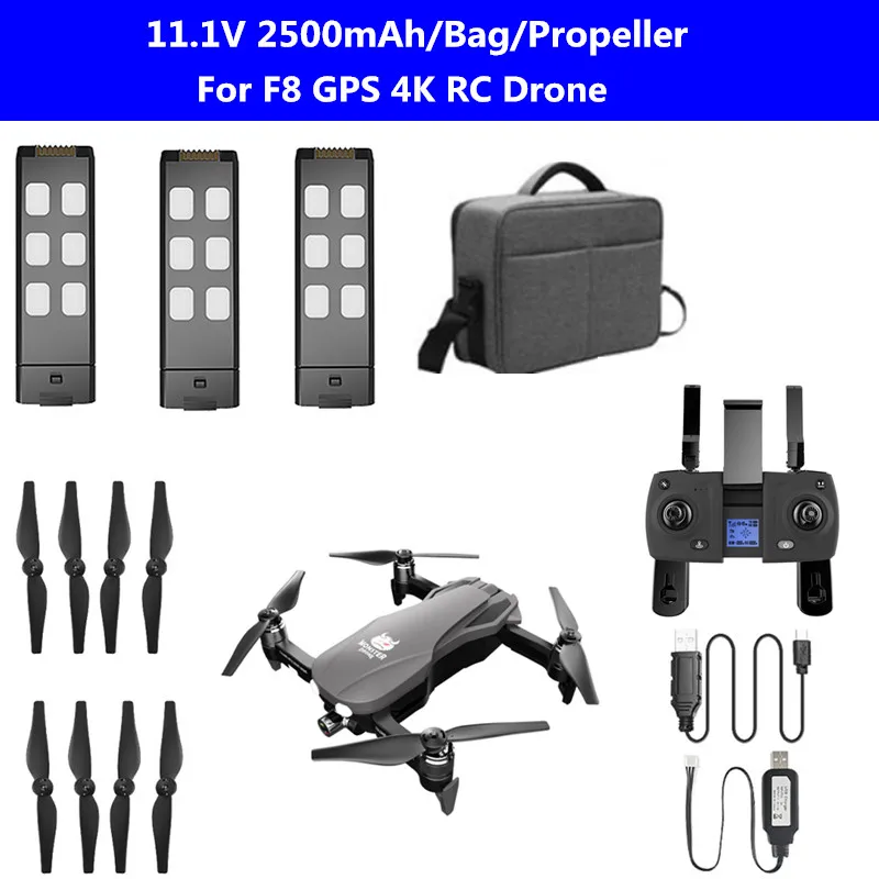 F8 GPS Brushless 4k Remote Control Quadcopter Spare Parts 11.1V 2500MAH Battery/Bag/Remote Control/Propeller/usb charger
F8 GPS Brushless 4k Remote Control Quadcopter Spare Parts 11.1V 2500MAH Battery/Bag/Remote Control/Propeller/usb charger