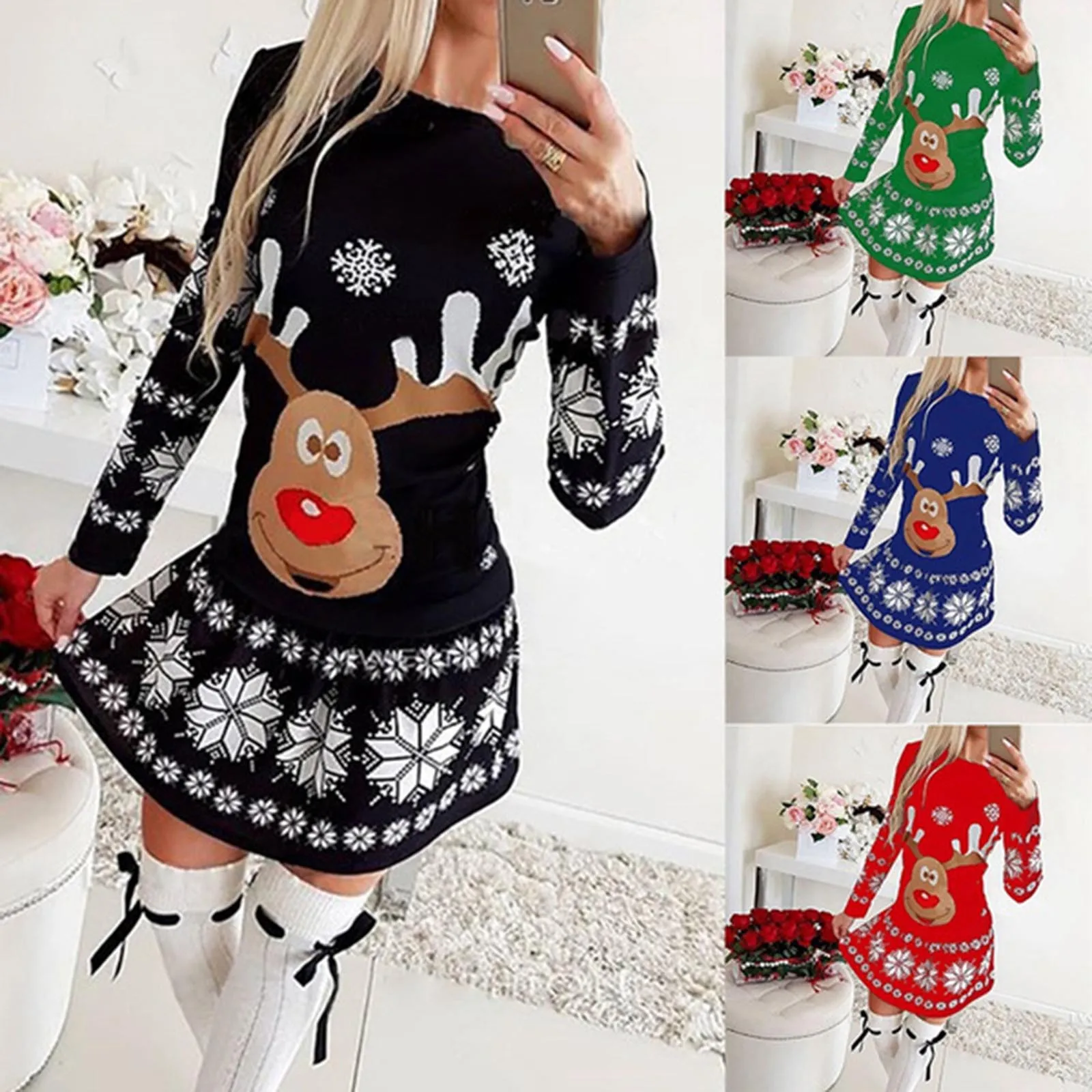 2021 Christmas Snowflake Fashion Print Women's Dress Ladies Casual Slim Dresses Elk Print Slim Dress Female Bottoming Clothes
2021 Christmas Snowflake Fashion Print Women's Dress Ladies Casual Slim Dresses Elk Print Slim Dress Female Bottoming Clothes