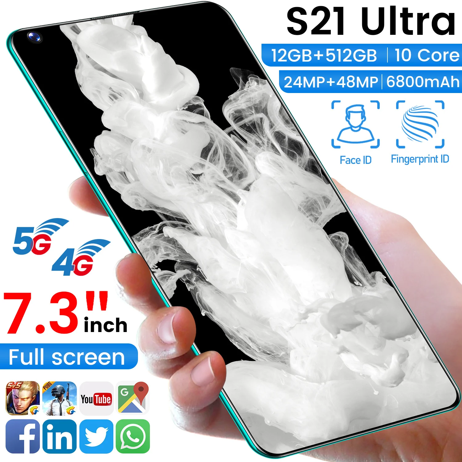 Global Version S21 Utra 7.3in 4G 5G Smartphone 12+512GB 6800 MAh Full Screen Cellphone 24+48MP Dual SIM Dual Standby Mobilephone
Global Version S21 Utra 7.3in 4G 5G Smartphone 12+512GB 6800 MAh Full Screen Cellphone 24+48MP Dual SIM Dual Standby Mobilephone