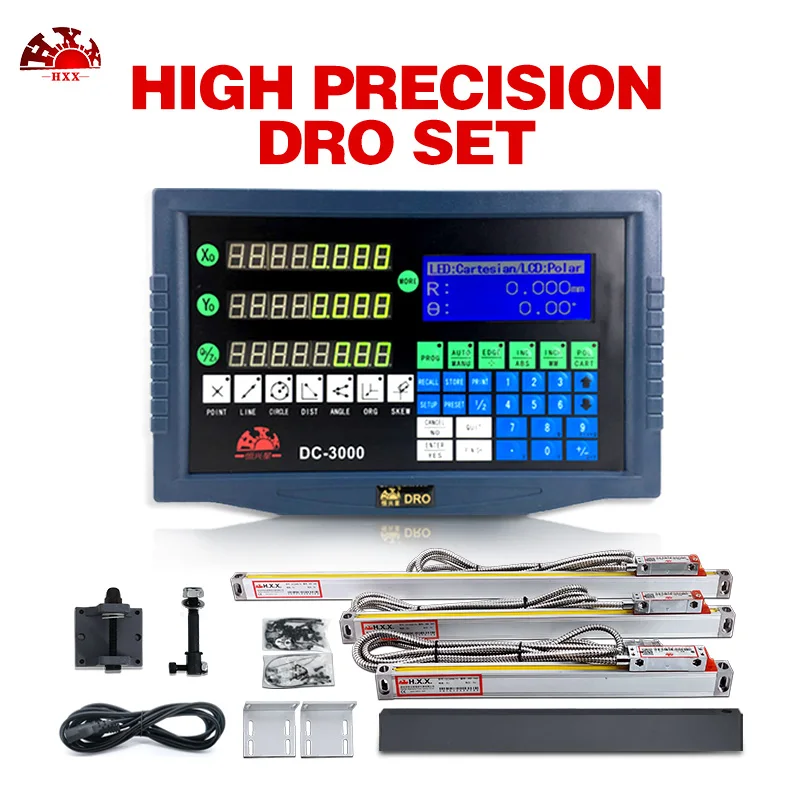 

HXX Complete DRO kit Mill Lathe 3 axis DRO digital readout display and 3pcs high accuracy optical linear glass scale