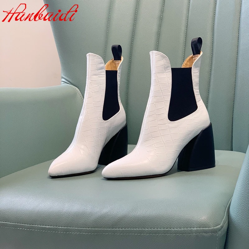 Fashion Hoof Heels Women Ankle Boots Genuine Leather Slip On Women Short Boots Pointed Toe Slip-on Designer Shoes Botas De Mujer
Fashion Hoof Heels Women Ankle Boots Genuine Leather Slip On Women Short Boots Pointed Toe Slip-on Designer Shoes Botas De Mujer