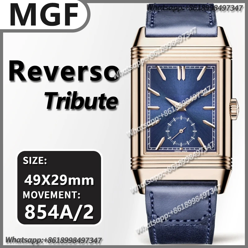 Men's Automatic Mechanical Watch 49mm Reverso Tribute Two Face MGF 18K Gold Best Edition 1:1 Brown Leather Strap 854A/2 movement
Men's Automatic Mechanical Watch 49mm Reverso Tribute Two Face MGF 18K Gold Best Edition 1:1 Brown Leather Strap 854A/2 movement