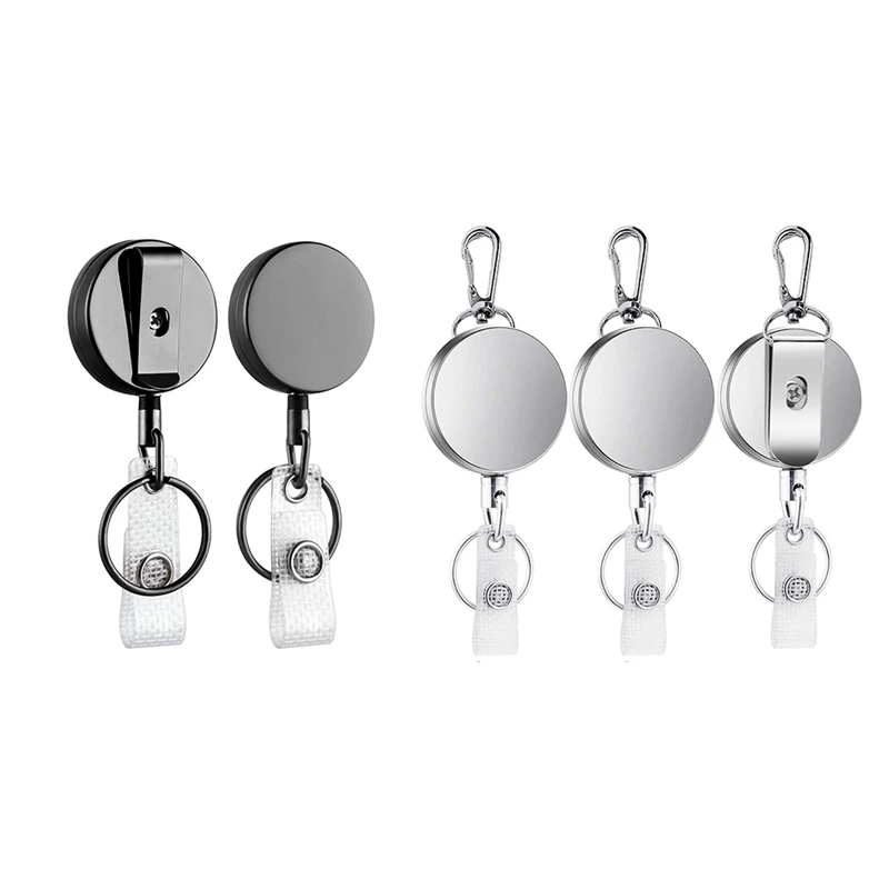 5 Pcs Mini Retractable Badge Holder Reel, Metal ID Badge Holder for Name Card Keychain Gun-Gray & Silver
5 Pcs Mini Retractable Badge Holder Reel, Metal ID Badge Holder for Name Card Keychain Gun-Gray & Silver