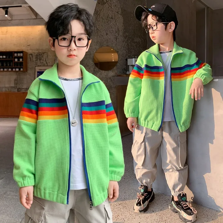 2022 Boy's Spring Coat Korean Style Bright Color Rainbow Bar New Medium And Large Kids' Jacket
2022 Boy's Spring Coat Korean Style Bright Color Rainbow Bar New Medium And Large Kids' Jacket