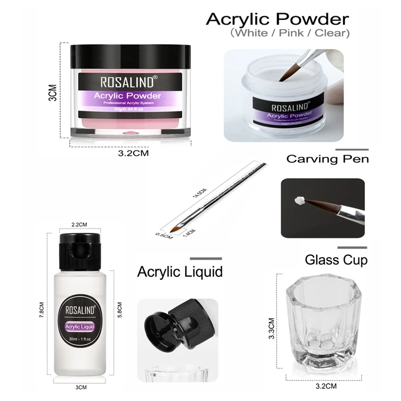 Rosalind 1Set Acrylic Powder 3D Nail Art Crystal Powders Clear Carving Crystal Polymer Poly Extention Gel Silp Solution
Rosalind 1Set Acrylic Powder 3D Nail Art Crystal Powders Clear Carving Crystal Polymer Poly Extention Gel Silp Solution