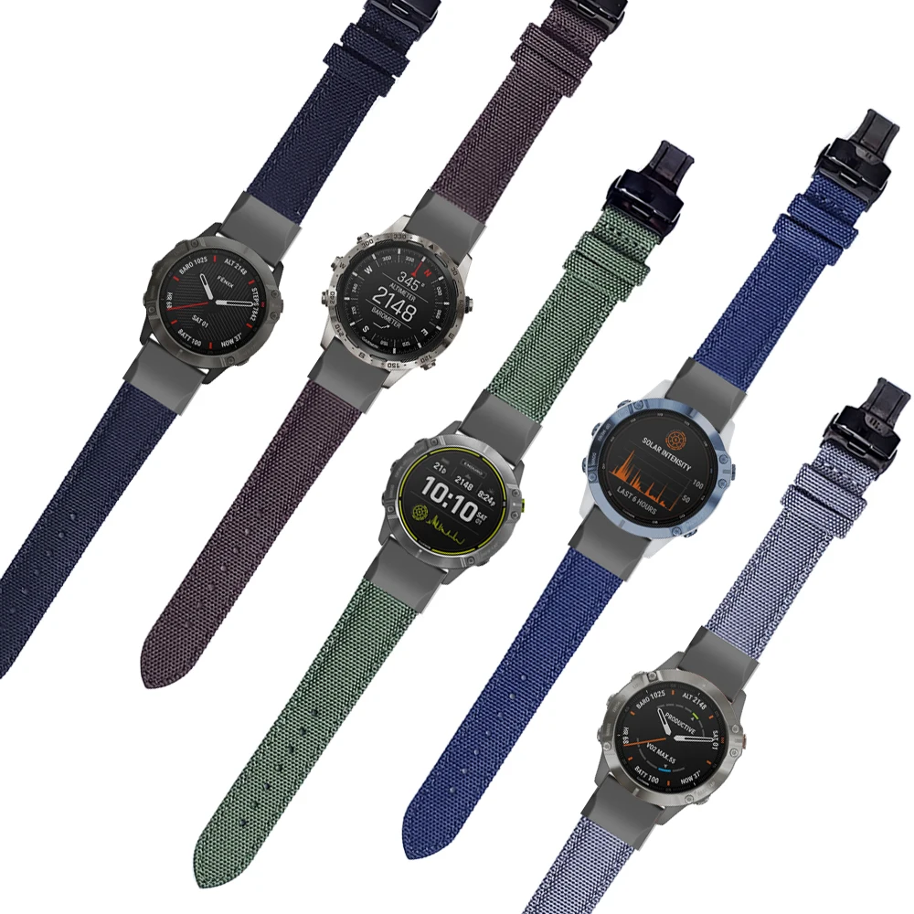 

Easy fit Canvas Nylon Watchband Strap For Garmin Fenix 6 6X Pro/Enduro/tactix Delta/MARQ QuickFit Watch Band Wristband Bracelet