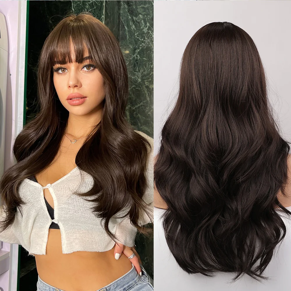 Emmor Black Brown Wigs Natural Heat Resistant Synthetic Wavy Wigs for Women Long Body Water Wave Wig with Bangs Cosplay Hair Wig
Emmor Black Brown Wigs Natural Heat Resistant Synthetic Wavy Wigs for Women Long Body Water Wave Wig with Bangs Cosplay Hair Wig
