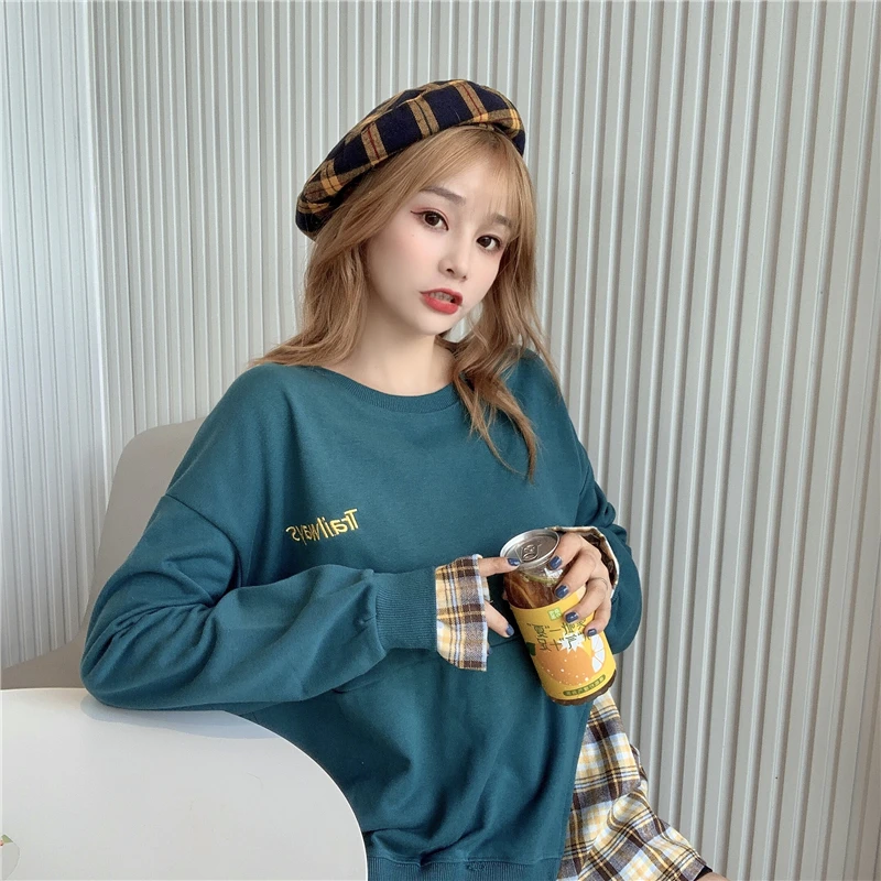 Letter Hoodies Women Lattice Sweatshirt Korean 2021 Spring Autumn Vintage Loose Casual Oversized Top Harajuku Cotton Pullover
Letter Hoodies Women Lattice Sweatshirt Korean 2021 Spring Autumn Vintage Loose Casual Oversized Top Harajuku Cotton Pullover