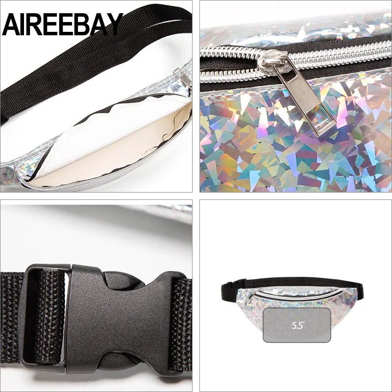 AIREEBAY Women Bum Bag Silver Laser Belt Bag Holographic Fanny Pack Small Designer Waist bag For Girls Waist Packs Phone Pouch
AIREEBAY Women Bum Bag Silver Laser Belt Bag Holographic Fanny Pack Small Designer Waist bag For Girls Waist Packs Phone Pouch