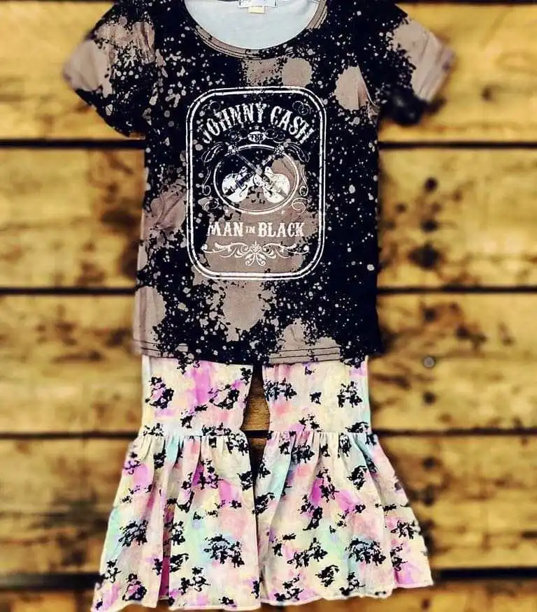 High quality guitar print short sleeve top bell pants outfits for baby girls tie dye print style
High quality guitar print short sleeve top bell pants outfits for baby girls tie dye print style