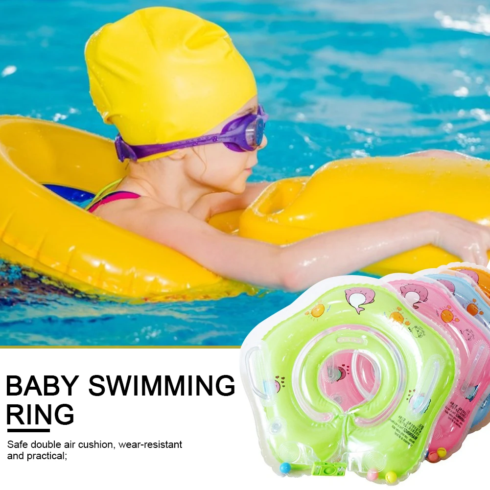 

Baby Pump Mattress Pool Swim Wheel Newborn Baby Neck Float Ring Inflatable Neck Collar Safety Life Buoy with Bell