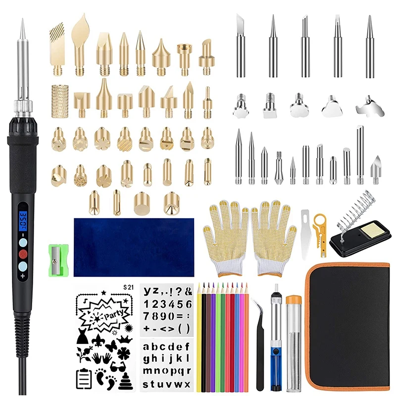 New 106 Pcs Professional Pyrography Set, Adjustable Thermostatic LCD Digital-Controlled Pyrography Pen Kit Tool
New 106 Pcs Professional Pyrography Set, Adjustable Thermostatic LCD Digital-Controlled Pyrography Pen Kit Tool