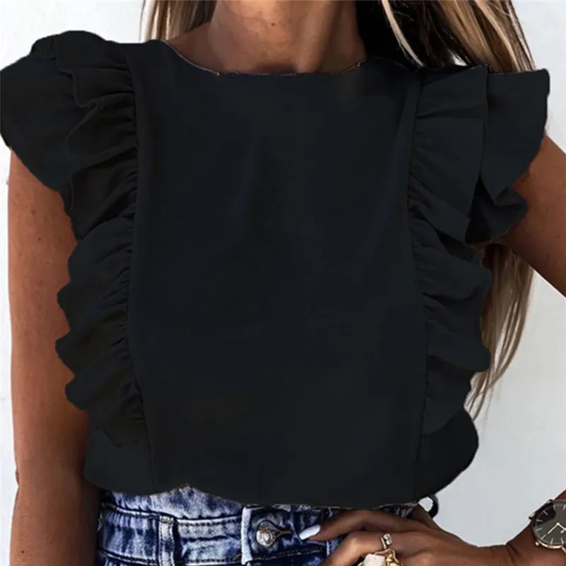 Women Elegant Solid Color Ruffle Blouse Shirt 2021 Summer O Neck Pleated Blusa Lady 2Xl New Casual Button Long Sleeve Tops Blusa 
Women Elegant Solid Color Ruffle Blouse Shirt 2021 Summer O Neck Pleated Blusa Lady 2Xl New Casual Button Long Sleeve Tops Blusa