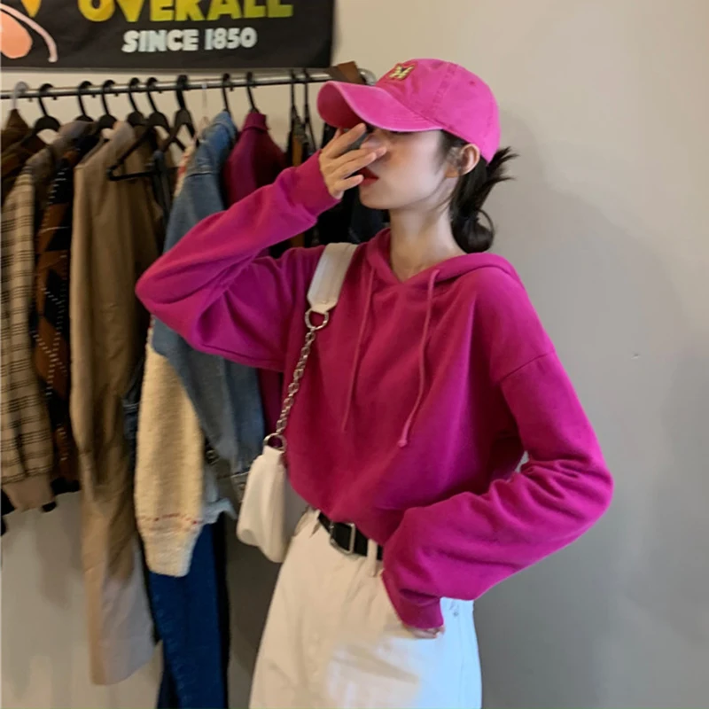 Loose Chic Korean Fashion Clothes Crop Top Hooded Women's Clothing Casual Style Autumn Sweatshirt Long Sleeve Hoodies New
Loose Chic Korean Fashion Clothes Crop Top Hooded Women's Clothing Casual Style Autumn Sweatshirt Long Sleeve Hoodies New