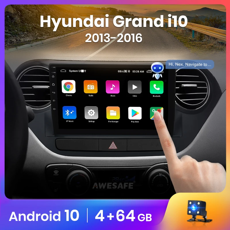 Фото Автомагнитола AWESAFE PX9 для Hyundai Grand I10 2013 2016 мультимедийный видеоплеер с GPS 2din Android 10 0