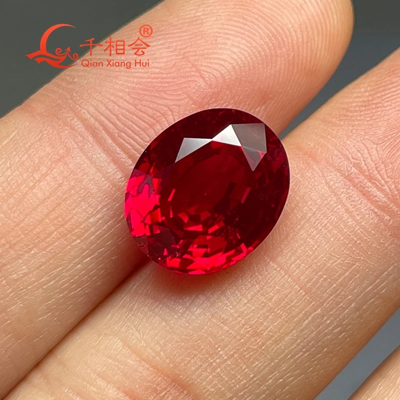 

Artificial pigeon blood red ruby Thailand cut oval shape clear corundum gem stone