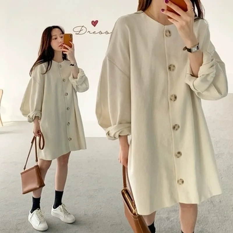 GOOHOJIO 2020 Oversized Puff Sleeve Dresses Female Solid Color Temperament Lady Dress Women Autumn Single-breasted Women Dress
GOOHOJIO 2020 Oversized Puff Sleeve Dresses Female Solid Color Temperament Lady Dress Women Autumn Single-breasted Women Dress