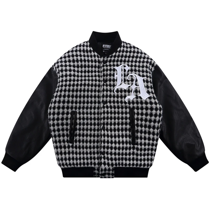 Unisex Retro PU Leather Patchwork Knit Bomber Jacket Oversize Streetwear Mens Harajuku Embroidery Thick Cotton Baseball Coats
Unisex Retro PU Leather Patchwork Knit Bomber Jacket Oversize Streetwear Mens Harajuku Embroidery Thick Cotton Baseball Coats