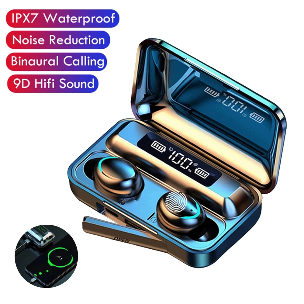 F9 V5.1 TWS Wireless Earphones 9D Stereo Bluetooth Headphones Sport Waterproof Airbuds For Smartphone Xiaomi Iphone Fone
F9 V5.1 TWS Wireless Earphones 9D Stereo Bluetooth Headphones Sport Waterproof Airbuds For Smartphone Xiaomi Iphone Fone