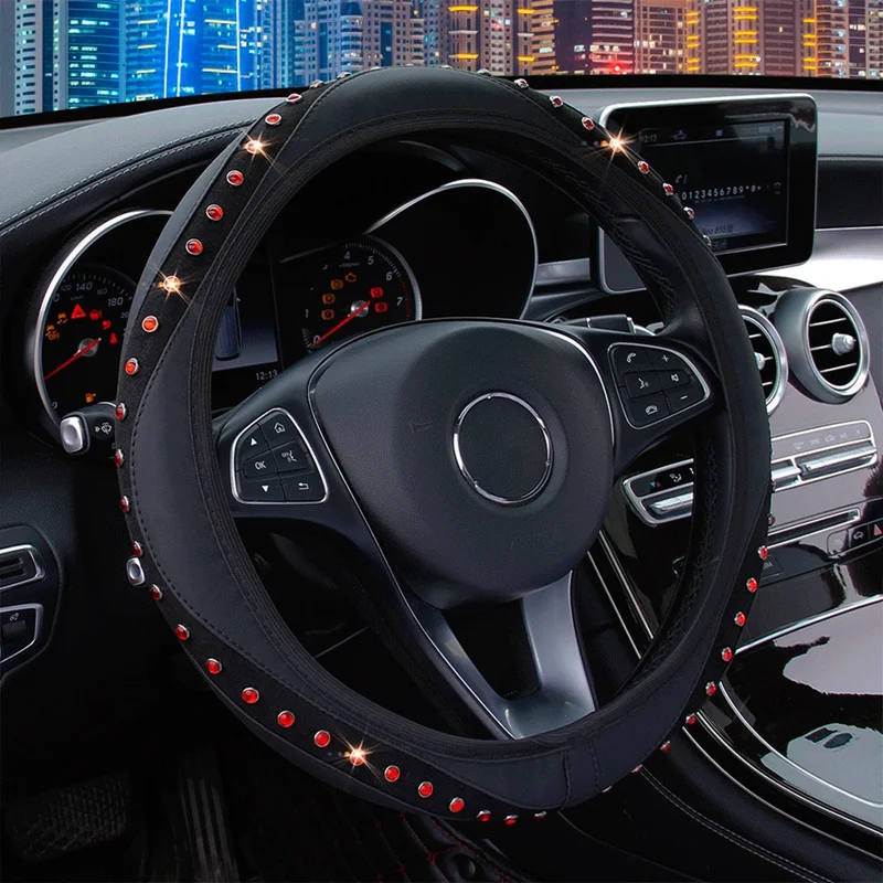 Bling Diamond Car Steering Wheel Cover Breathable PU Leather Auto Steering Wheel Case Crystal Rhinestones Wheel Decor Cover 38cm
Bling Diamond Car Steering Wheel Cover Breathable PU Leather Auto Steering Wheel Case Crystal Rhinestones Wheel Decor Cover 38cm