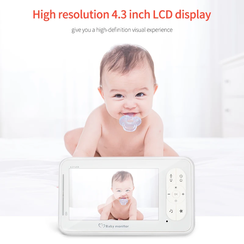 4.3 Inch HD LCD Wireless Baby Monitor With Camera Two Way Intercom Baby Nanny Security Camera Real Time Temperature Monitoring
4.3 Inch HD LCD Wireless Baby Monitor With Camera Two Way Intercom Baby Nanny Security Camera Real Time Temperature Monitoring