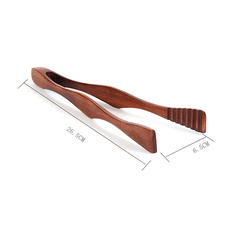 1 Pcs Wooden Cooking Kitchen Tongs Food BBQ Tool Salad Bacon Steak Bread Cake Wooden Clip Kitchen Utensil