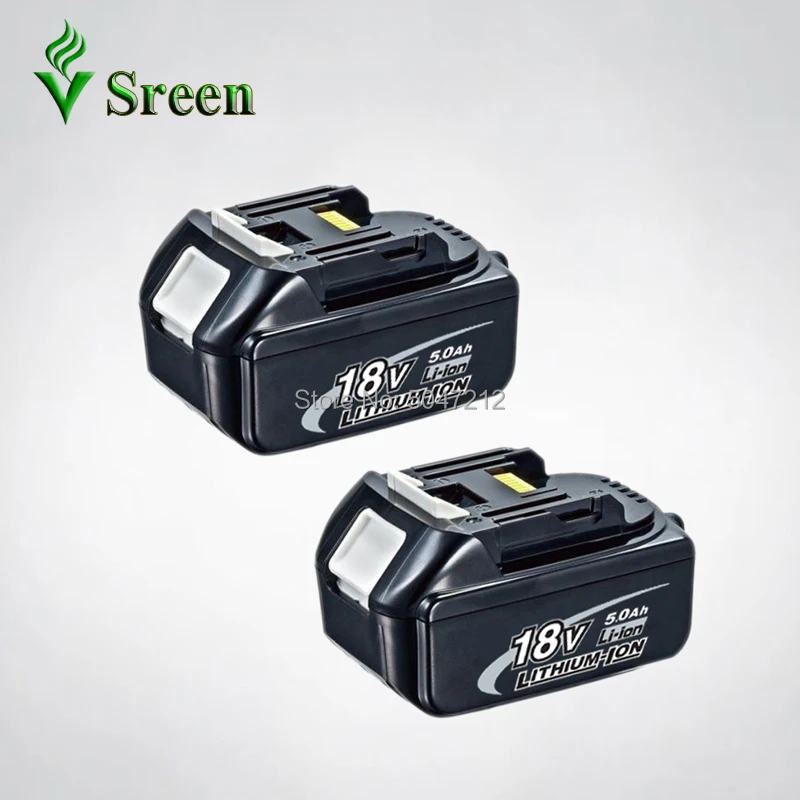 2 упаковки 5000mAh BL1850 литий ионная Замена для Makita 18V BL1830 BL1840 LXT400 BL1815