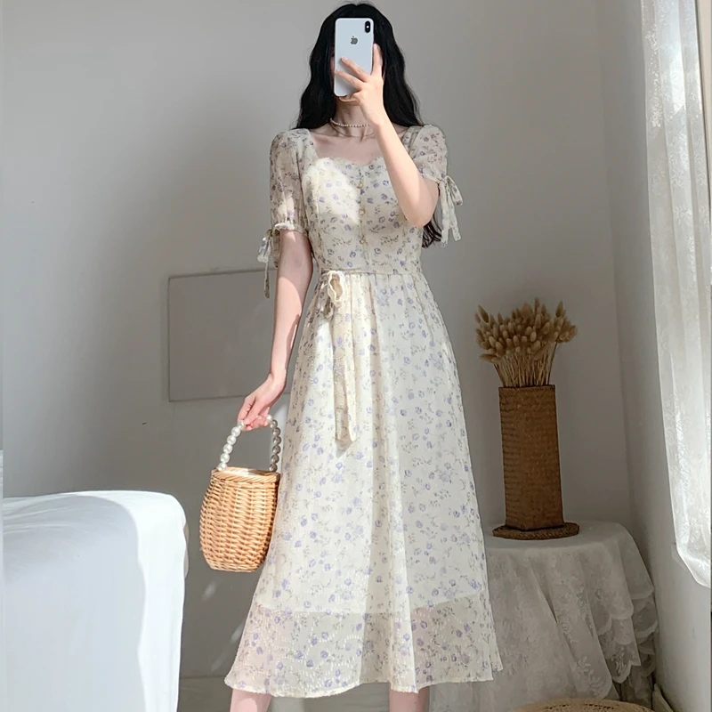 Vestido De Mujer 2021 Summer Vintage French Floral Robe Square Collar Midi Dress Lace Up Sexy One-Piece Korean Women Vestidos
Vestido De Mujer 2021 Summer Vintage French Floral Robe Square Collar Midi Dress Lace Up Sexy One-Piece Korean Women Vestidos