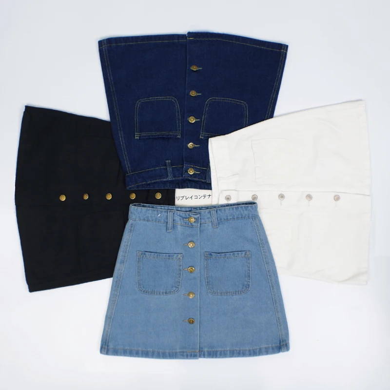 High Waist Solid Color Harajuku Denim Skirt, Casual Denim Skirt Decorated with Fashionable Street Buttons
High Waist Solid Color Harajuku Denim Skirt, Casual Denim Skirt Decorated with Fashionable Street Buttons