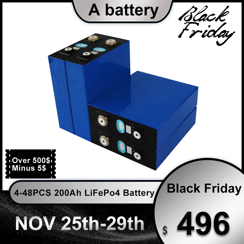 New Grade A 4-48pcs 3.2V 200Ah LiFePo4 Battery Cells Lithium Iron Phosphate Solar Rechargeable Battery Pack US EU tax free
New Grade A 4-48pcs 3.2V 200Ah LiFePo4 Battery Cells Lithium Iron Phosphate Solar Rechargeable Battery Pack US EU tax free