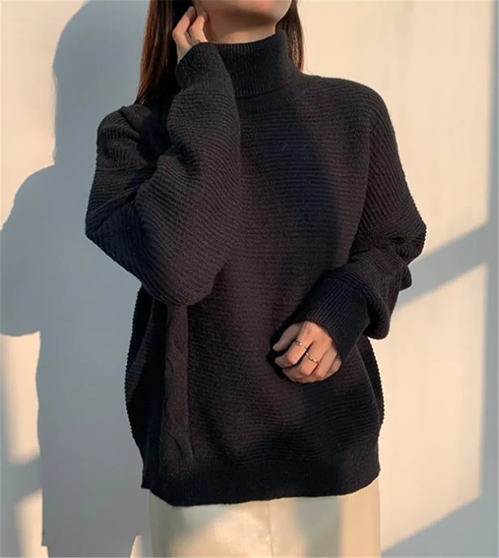 Turtleneck Sweater Women Solid Pullover Long Sleeve Loose Knitted Sweater Korean Style Fashion Female Tops
Turtleneck Sweater Women Solid Pullover Long Sleeve Loose Knitted Sweater Korean Style Fashion Female Tops