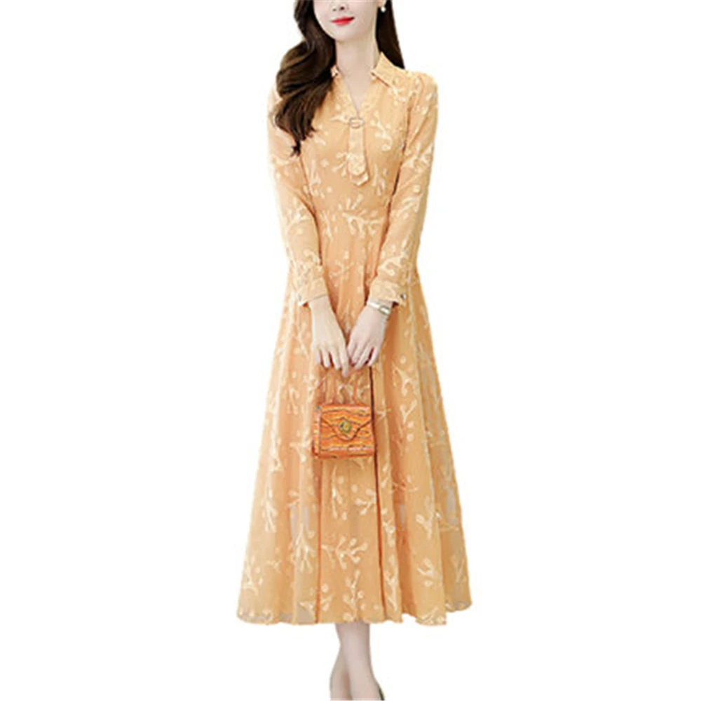 Womens Chiffon Dress New Spring Autumn Large Size Female Long Dress OL Trendy Womens Print WithBelt Button Ladies Clothes
Womens Chiffon Dress New Spring Autumn Large Size Female Long Dress OL Trendy Womens Print WithBelt Button Ladies Clothes