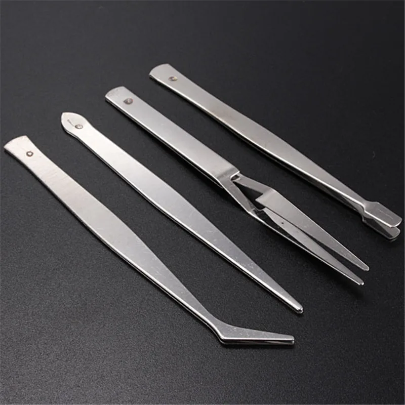 

4pcs/Set Mini Portable Silver White Different Shapes BGA Rework Station Tweezers Cleaning Tool Convenience Working