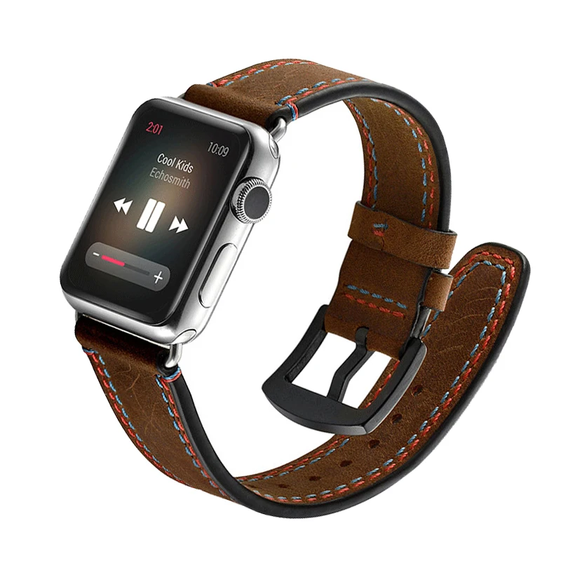 Ремешок для наручных часов Apple Watch Series 4 5 винтажный браслет из натуральной кожи 1 2