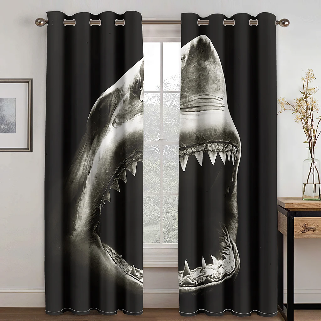 Dark HorrorGreat White Shark Pattern Blackout Curtain Set Hook, Suitable for Home Curtains In Living Room and Children's BedrooM
Dark HorrorGreat White Shark Pattern Blackout Curtain Set Hook, Suitable for Home Curtains In Living Room and Children's BedrooM
