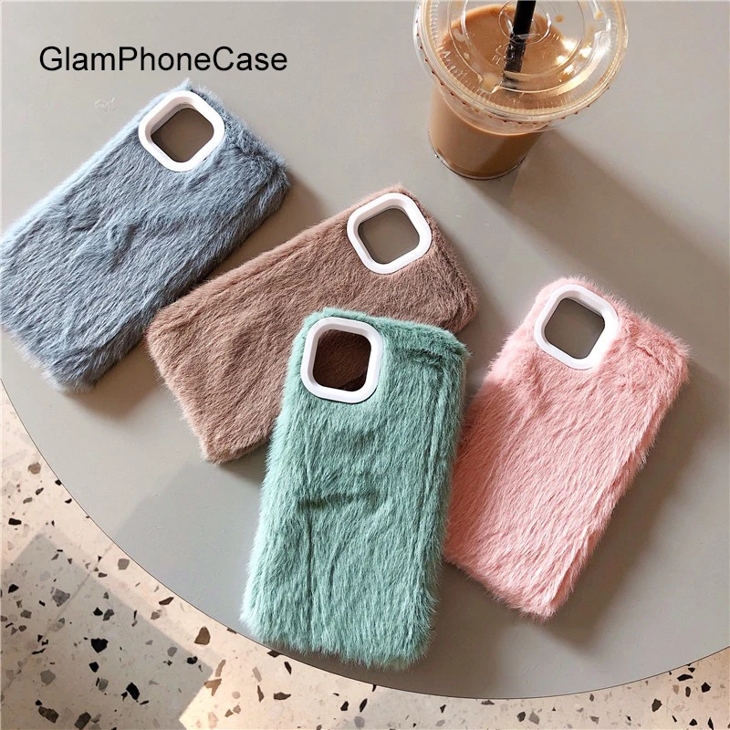 GlamPhoneCase сплошной цвет плюшевый чехол для телефона iPhone11Pro/Max X XS Max XR Мягкий