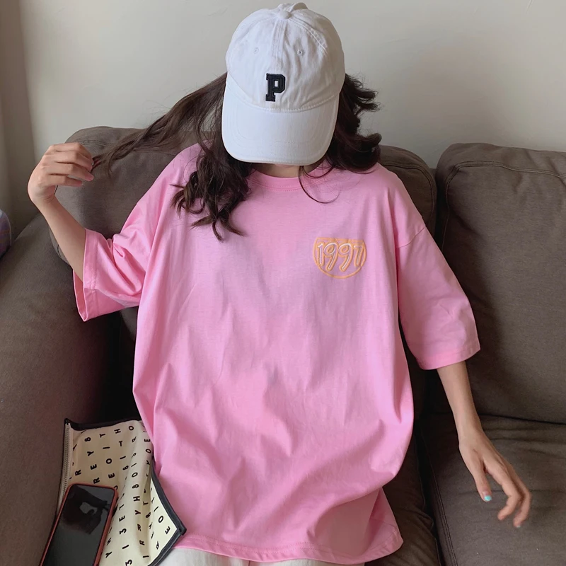 Футболка женская оверсайз с мультяшным принтом, Повседневная Свободная рубашка с рукавом три четверти, уличная одежда, Розовая белая оранж...
Футболка женская оверсайз с мультяшным принтом, Повседневная Свободная рубашка с рукавом три четверти, уличная одежда, Розовая белая оранж...