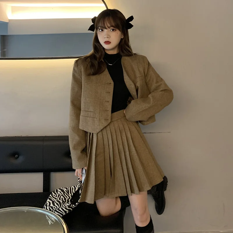 Женский костюм с юбкой Осенний корейский Костюм новинка 2021 облегающий модный