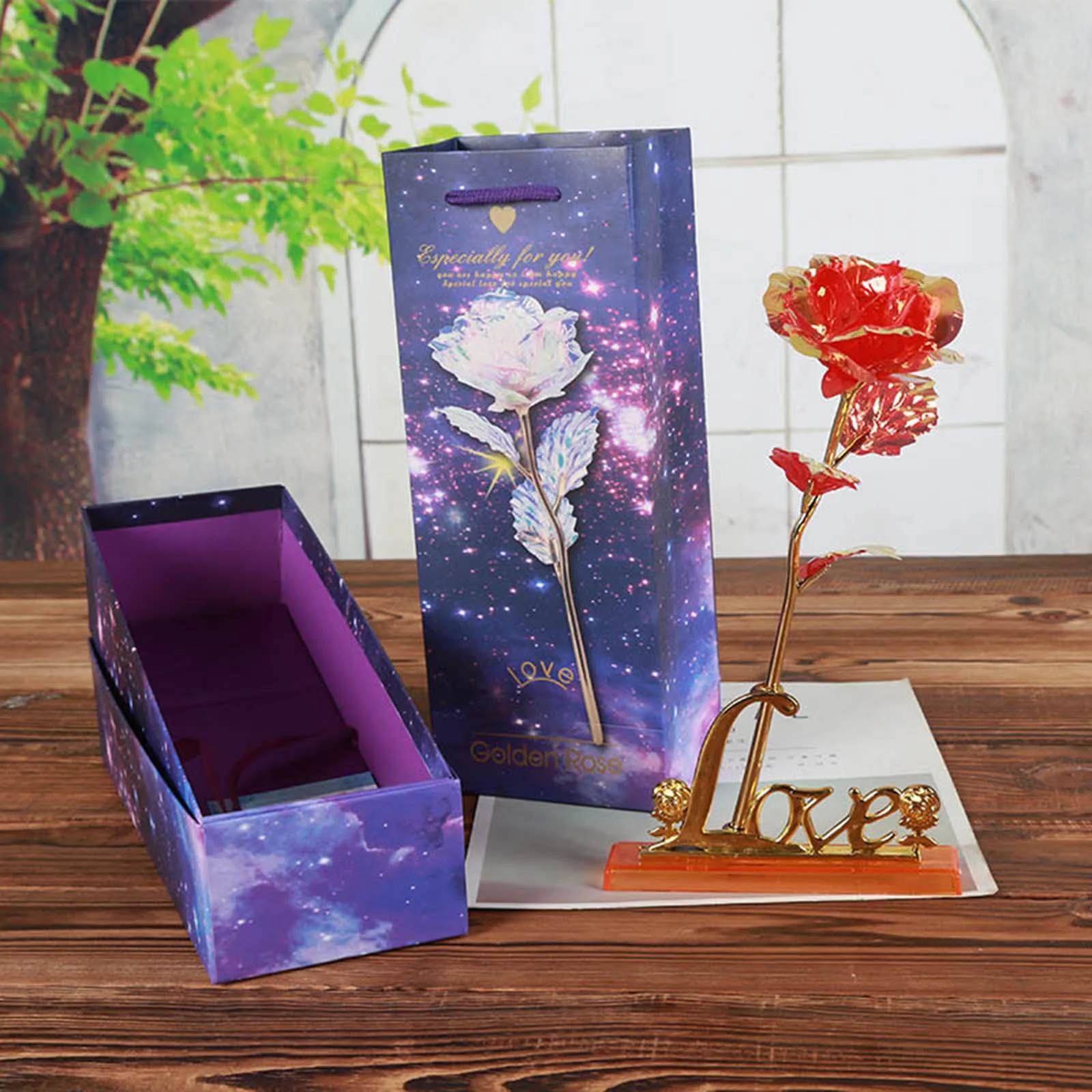 Artificial Golden Rose Box Tabletop Eternal Blooming Love Standing Flower Branch Ornament Girlfriend's 24k Gold Glittering Rose
Artificial Golden Rose Box Tabletop Eternal Blooming Love Standing Flower Branch Ornament Girlfriend's 24k Gold Glittering Rose